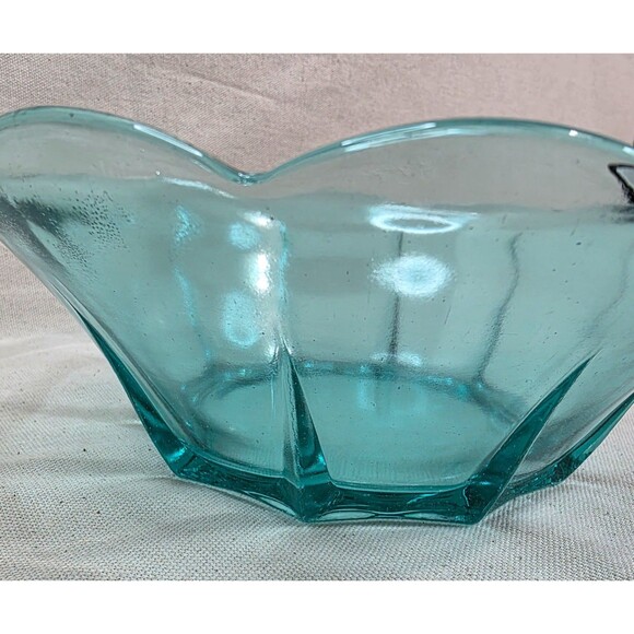Anchor Hocking Swedish Modern Aquamarine Glass Serving Bowl – Made in USA -1960s - Picture 9 of 11